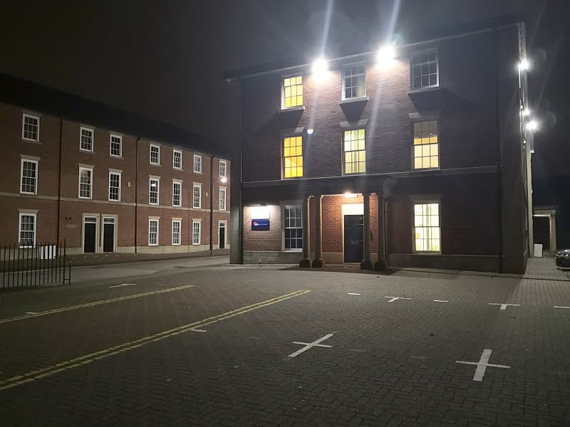 WellBeing Clinics outside bright LED security lighting